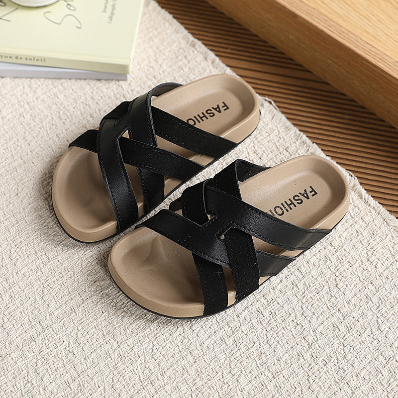 Boys' cork sandals - new summer open-toe kids' shoes - indoor/outdoor soft sole sandals - big & tall boys' flip-flops