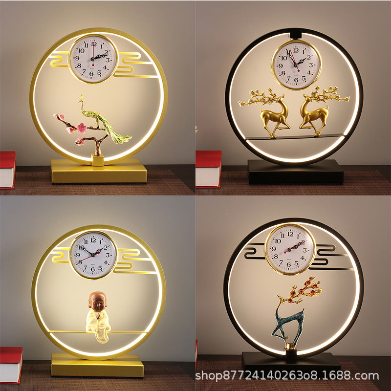 Creative stylish table lamp bedroom bedside lamp clock ornament remote control usb multi-function deer touch lamp
