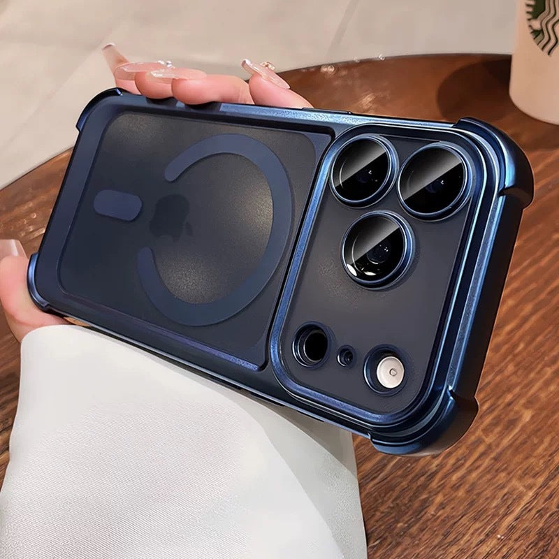 Suitable for iphone17pro mobile phone case high quality frosted four-corner magnetic airbag all-inclusive anti-fall apple 16/15