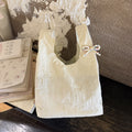 Mint green bow embroidered handbag - girly, portable mini tote bag for everyday commuting, cute storage pouch, exquisite design