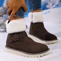 Cotton shoes fleece-linedheattechwinter snow boots women's belt buckle new style side zipper large size wholesale