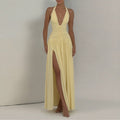 summer new arrivals: european & american cross-border women's fashion - elegant & sexy v-neck ruched slit bodycon dress