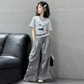 Girls' summer outfit set  new korean style chic fashionable girl's spring and autumn base layer casual pants two-piece set