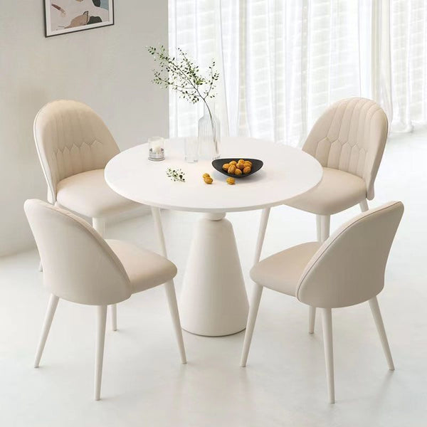 Household cream French round table dining table modern simple small apartment rock slab dining table and chair combination light luxury balcony table