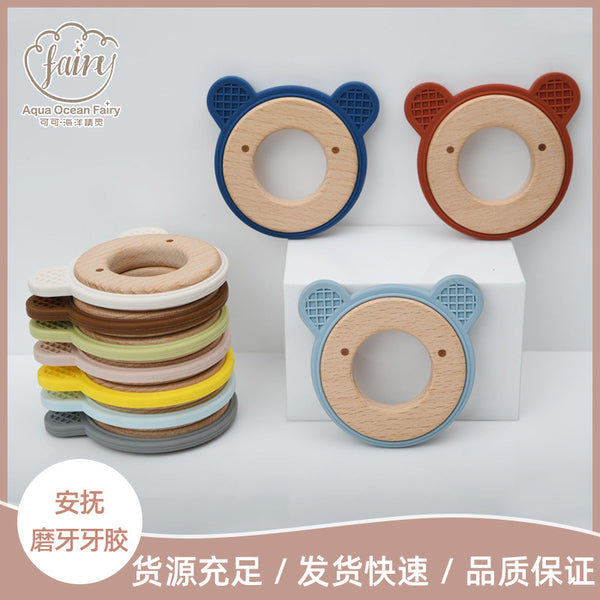 ins food grade silicone toothpaste rabbit bear infant anti-eating hand soothing toy silicone toothpaste molar stick