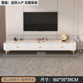 【no installation needed】160 snow mountain white rock slab + white cabinet gold airplane leg tv stand