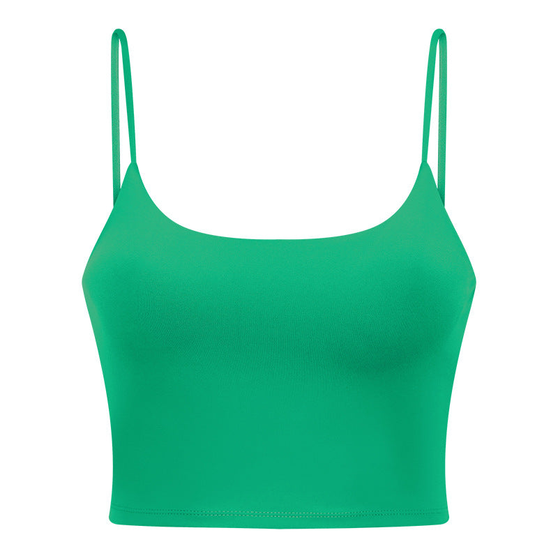 New women's sports yoga tank top with built-in bra pads, sexy spaghetti strap racerback fitness top, yoga camisole c5238