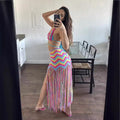 e-commerce: european and american style sexy handmade crochet wavy tassel beach cover-up dress set