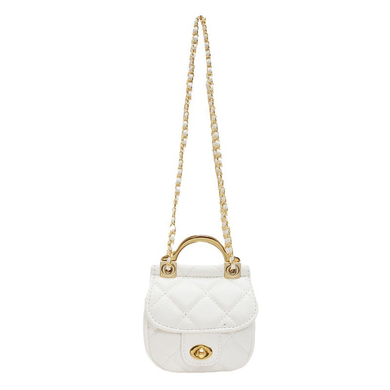2025 new Korean version rhombus embroidery thread small square bag hanger handbag chain single shoulder crossbody small satchel