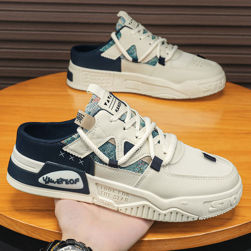 Baotou half slippers men's winternew arrivaloutwear lazy one-leg heelless men's shoes mesh panel shoes youth