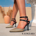 Huizhou women's shoes double color matching thin buckle high heels evening party high heels mules women's shoes stiletto heels