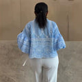 European and american cross-border women's fashion:  summer new arrival - stylish turn-down collar, hollow-out detail, loose fit, bubble sleeve design shirt top