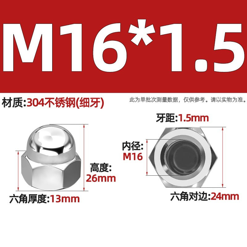 304/201/316 stainless steel round ball head nut cover type decorative screw cap female cap 3M4M5M6M8