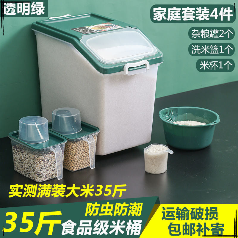 25Kg Multifunctional Rice Tank Household Rice Bucket Rice Storage Tank Rice Box Kitchen Flour Box 10kg Insect-proof and moisture-proof storage bucket