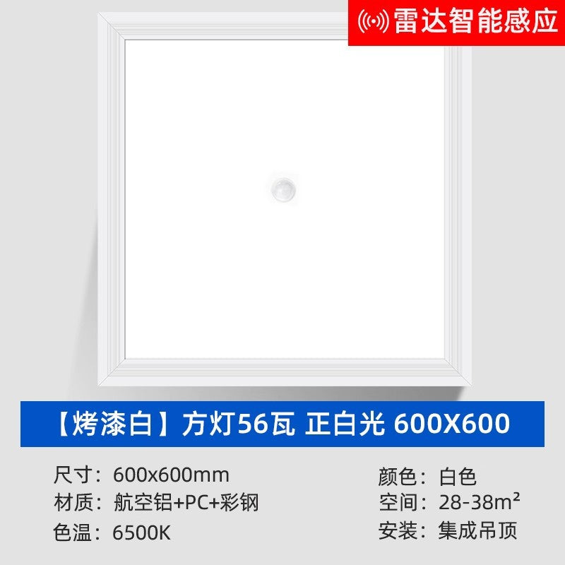 Led integrated ceiling smart panel light - bathroom, hallway, radar & motion sensor, aluminum clip-in, sound control flat panel light