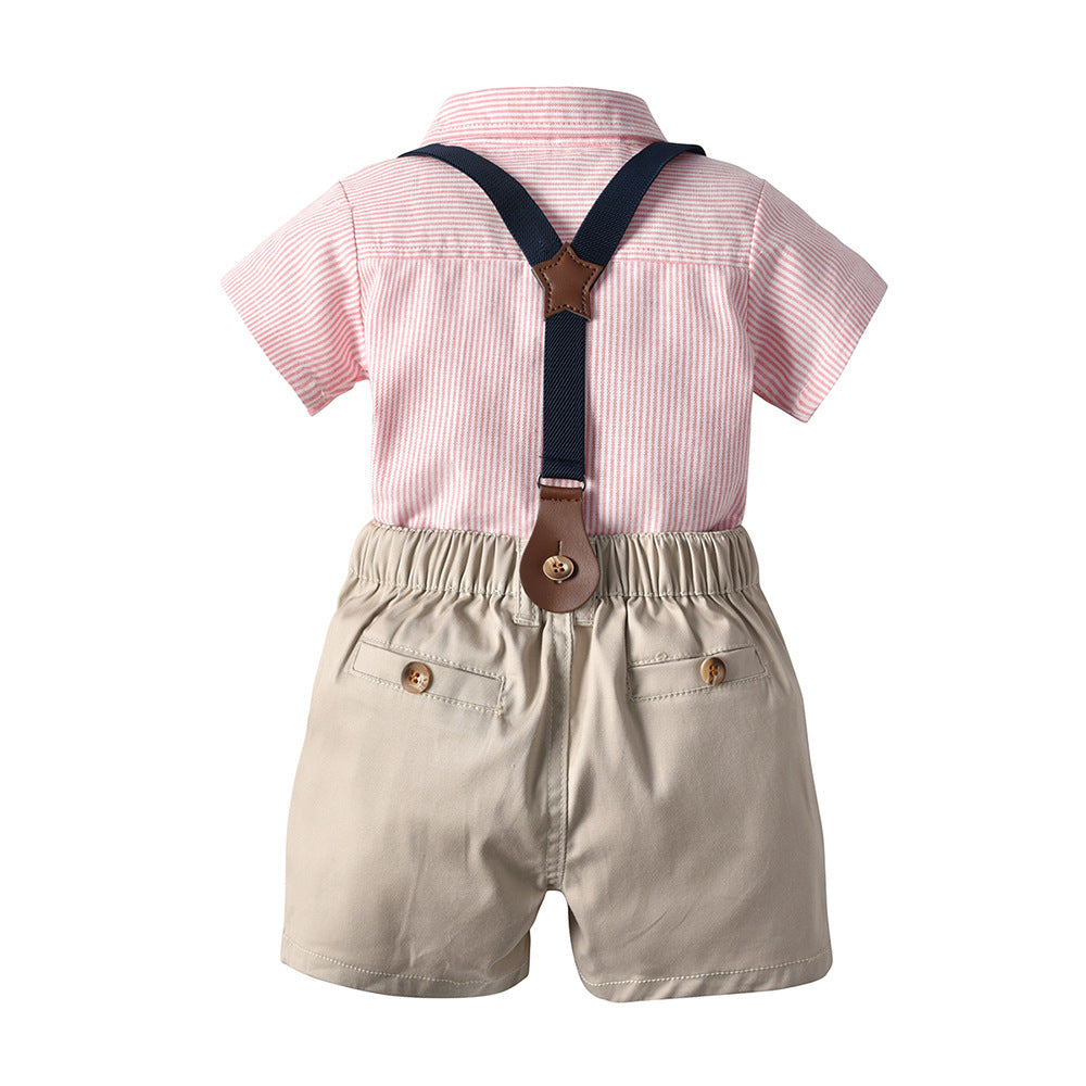 K-style children's clothing summernew arrival boys shirt gentleman suit overalls children's day performance clothes boys birthday dress