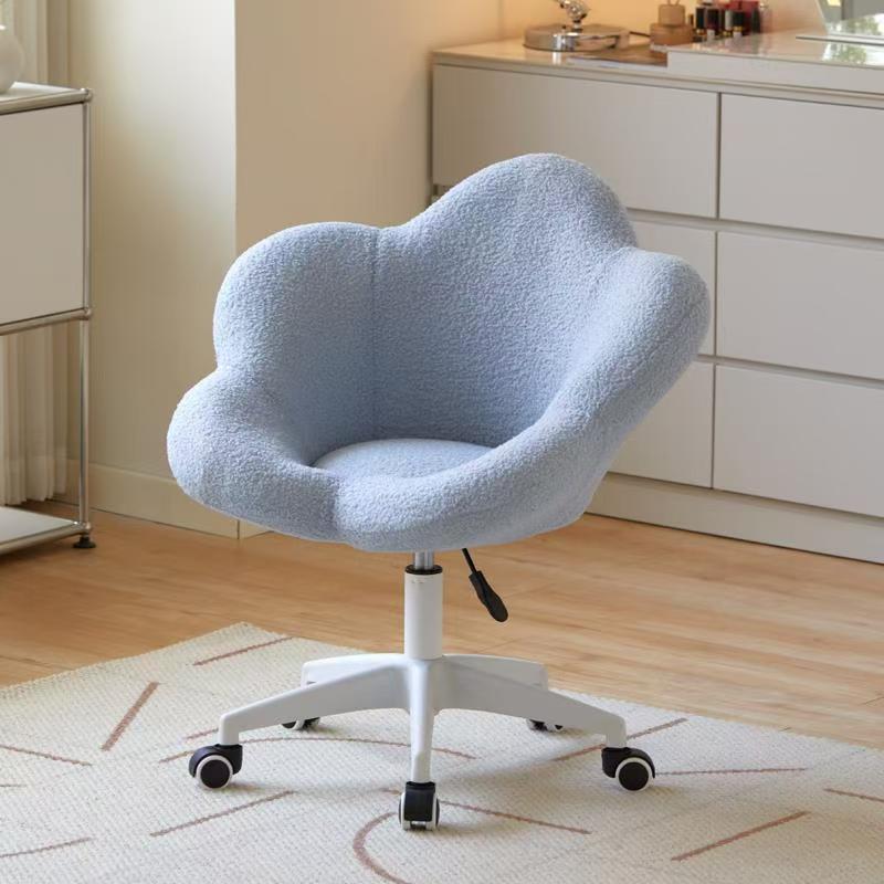 Cosmetic chair girls bedroom petal chair dressing table rotating chair for home cream style manicure chair lambswool chair