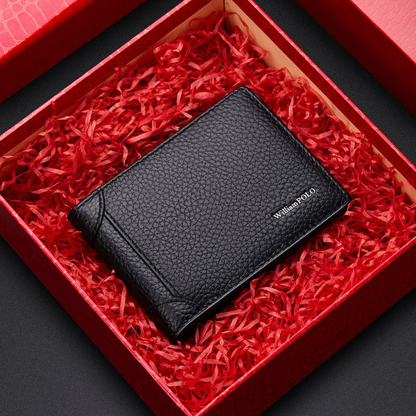 Emperor Paul Card Bag Men's Leather Wallet Driver's License Card Bag Short Fashion Premium First Layer Cowhide Wallet