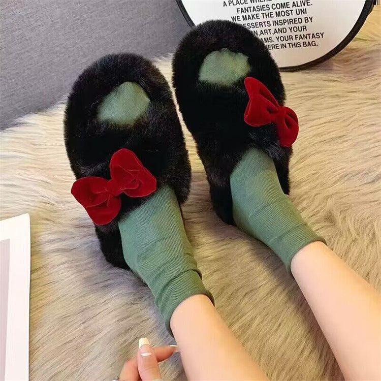 Thick sole fur slippers popular hot style 2023new arrivalfall and winter cotton slippers thick sole heightening outwear fur shoes for women