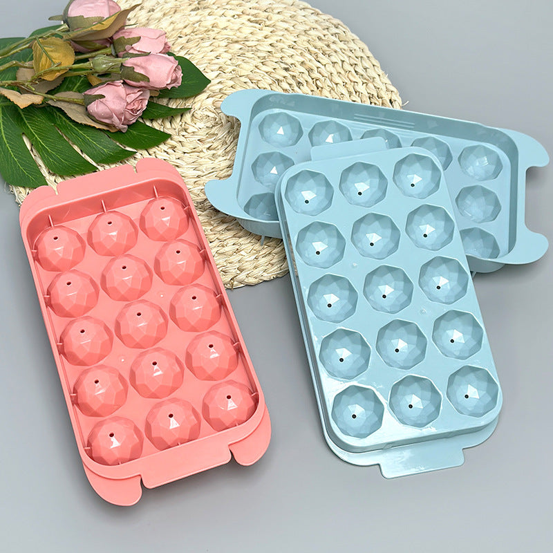Cross-border ice cube mold, household rhombus ball 15 grid ice compartment ice storage ice Hockey box mold easy demoulding spot