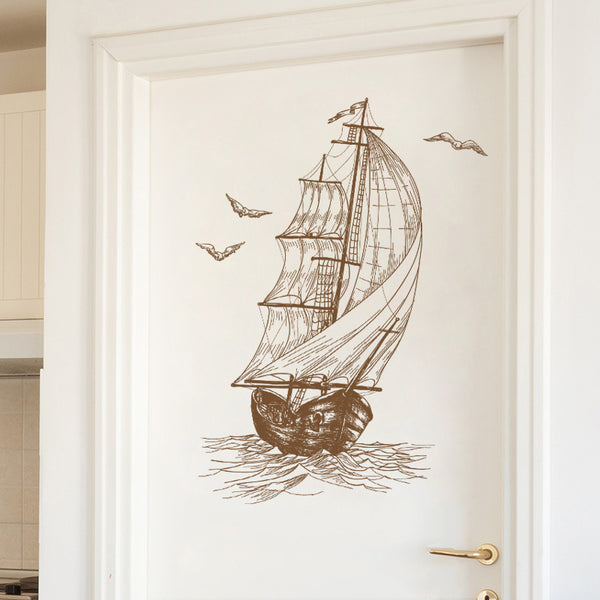 New sailing wall sticker creative DIY living room beautification decorative sticker PVC removable self-adhesive mural XH6224