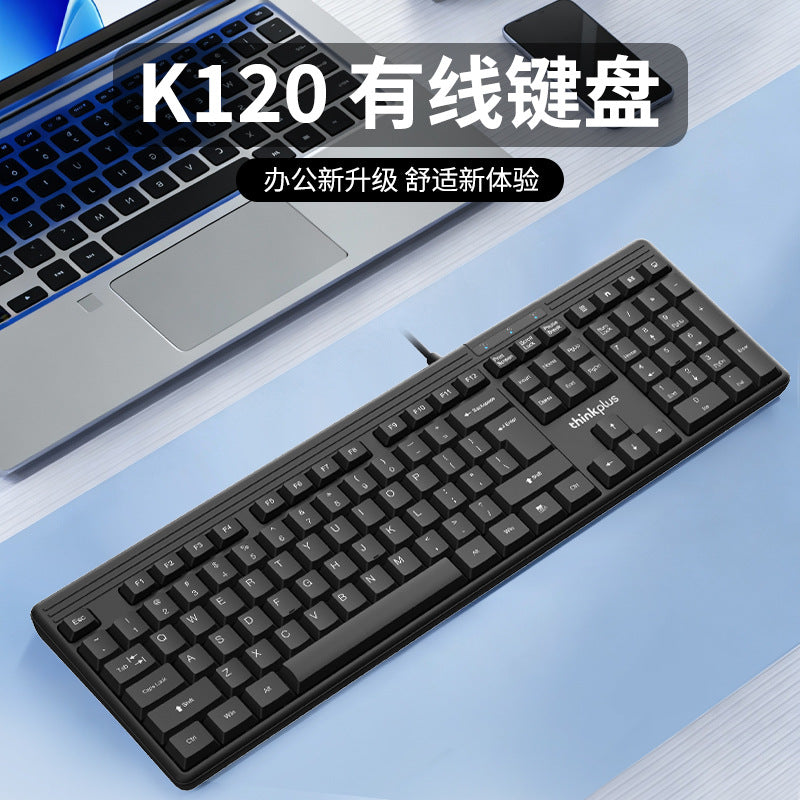 Thinkplus lenovo k120 wired keyboard for home business office keyboard notebook desktop computer usb