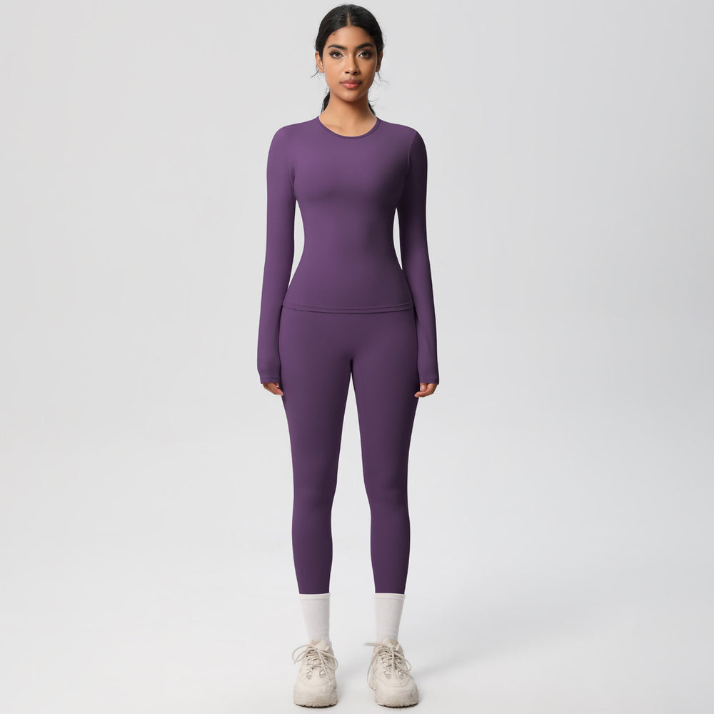 European and american brushed nylon tight-fitting yoga set - casual, quick-drying fitness apparel for women's outdoor running and sports