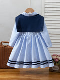 autumn new arrival: cross-border children's collared shirt dress for girls, casual shawl two-piece set
