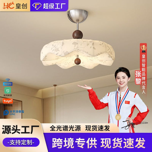 Medieval style led lamps household ceiling lamp fabric room lamp Song aesthetics full spectrum study bedroom lamp