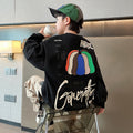 Kids'  autumn/winter fashion letter print loose fit casual fleece-lined sweatshirt - stylish and cool long sleeve for boys