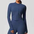 Ready-to-ship cross-border quick-dry brushed fleece workout zip-up top - women's running, activewear, and yoga long sleeve