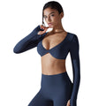 European and american sexy push-up long sleeve yoga top - barely there feel, quick-dry, compression sports t-shirt - casual running & fitness top for women