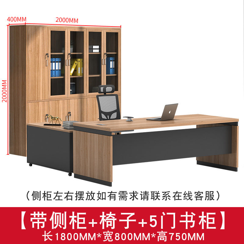 Modern minimalist office desk and chair set - executive office furniture for managers, presidents, and business owners - single desk, executive desk