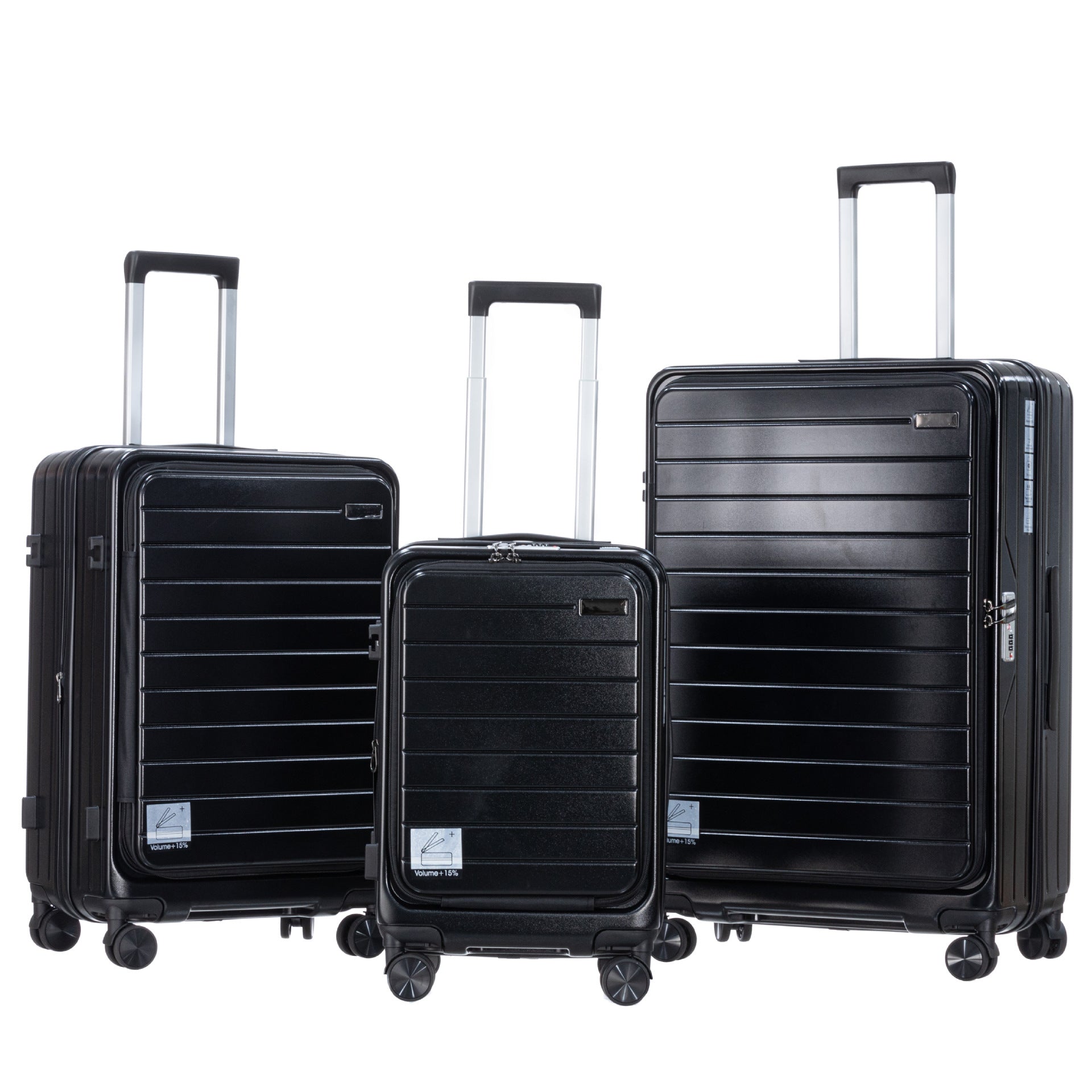Spot front open lid trolley case three-piece set ABS + PC new material front open trolley suitcase travel bag factory