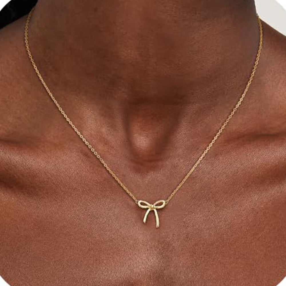 European and american new arrival: high-end bowknot necklace - women's fashionable, minimalist, and unique gold clavicle chain - stylish and versatile necklace