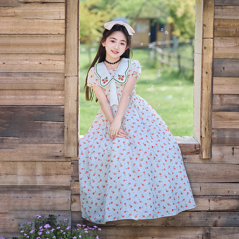 Girls' summer lightweight floral dress -  new collection - sweet & fresh princess style chiffon dress for little girls