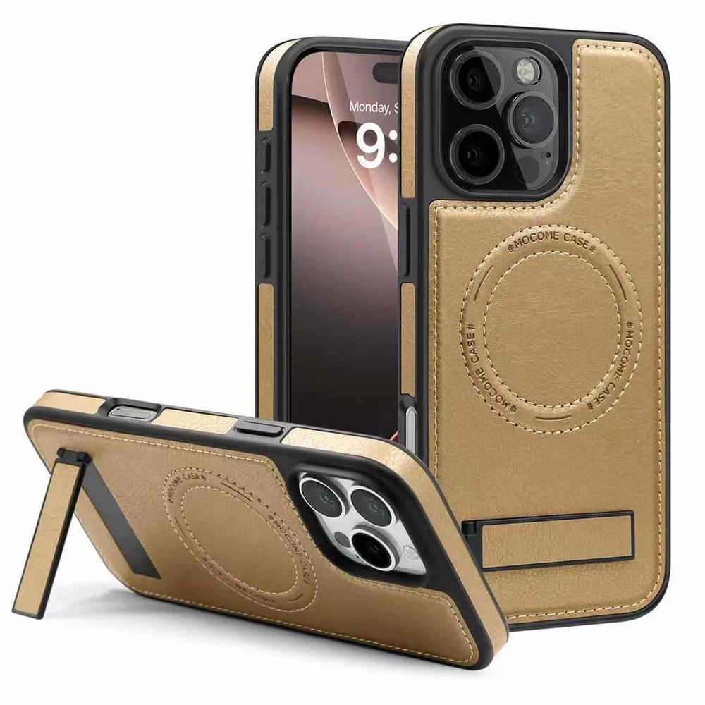 Leather stand foreign trade model compatible with iphone 16 phone case apple 17 pro max crystal shield magnetic protective cover 14