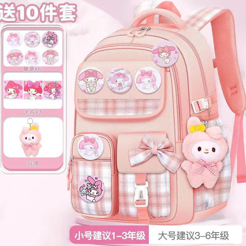foreign trade school bag plaid primary school student backpack spine protection and burden reduction girl large capacity kids backpack cute
