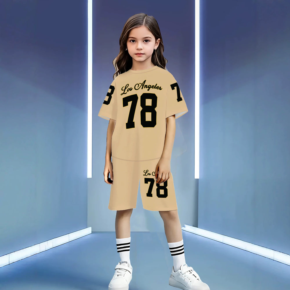 wholesale girls' short-sleeve and shorts sets, fashionable spring, summer, and autumn outfits for girls