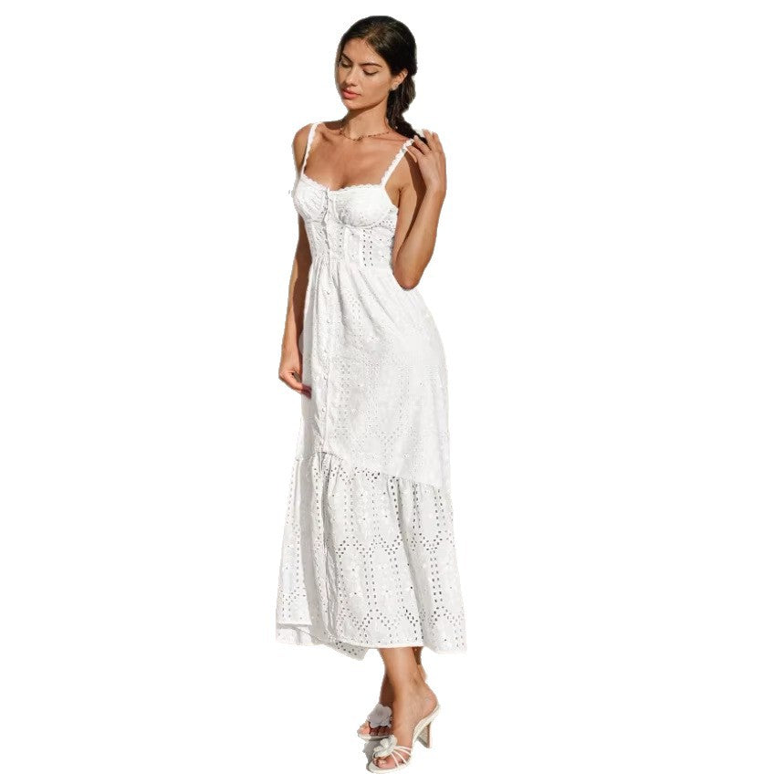 autumn european and american  cross-border e-commerce women's new solid color sleeveless bandeau backless camisole dress