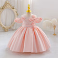 New wholesale women's dress puffy wedding dress satin flower performance girl dress princess dress kid dress