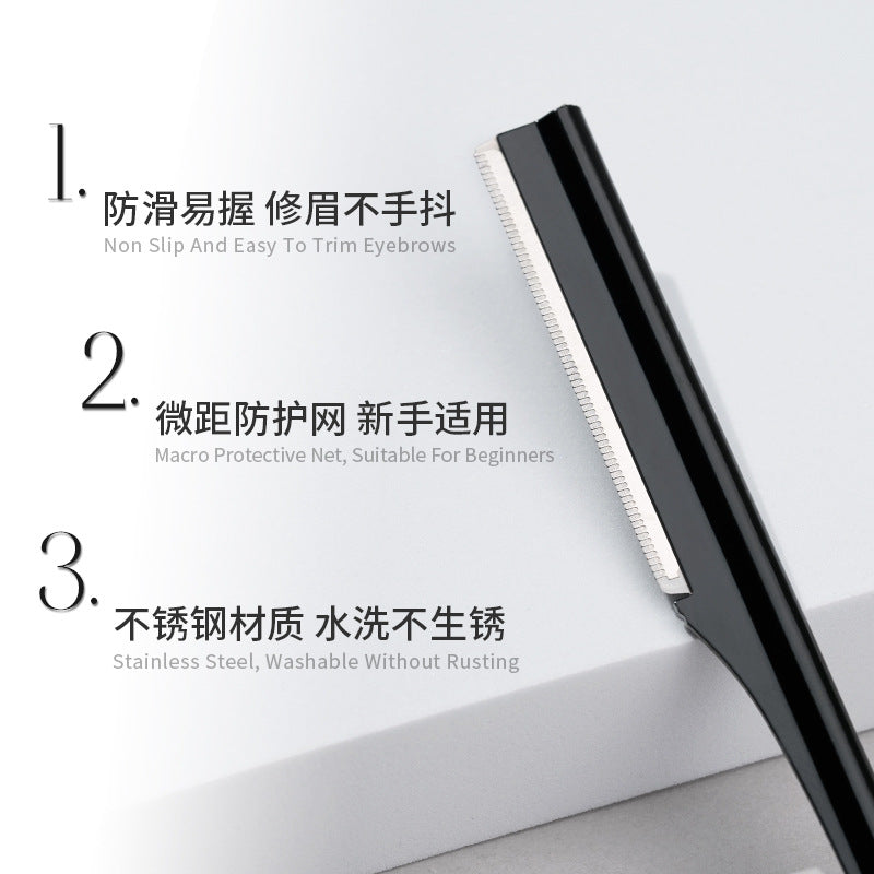 new product metal eyebrow trimmer women's stainless steel straight handle macro protective net special eyebrow trimmer beauty tool