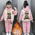 Girls' fall/winter outfit set : stylish, fleece-lined, thickened kids' winter sweatshirt and vest three-piece set