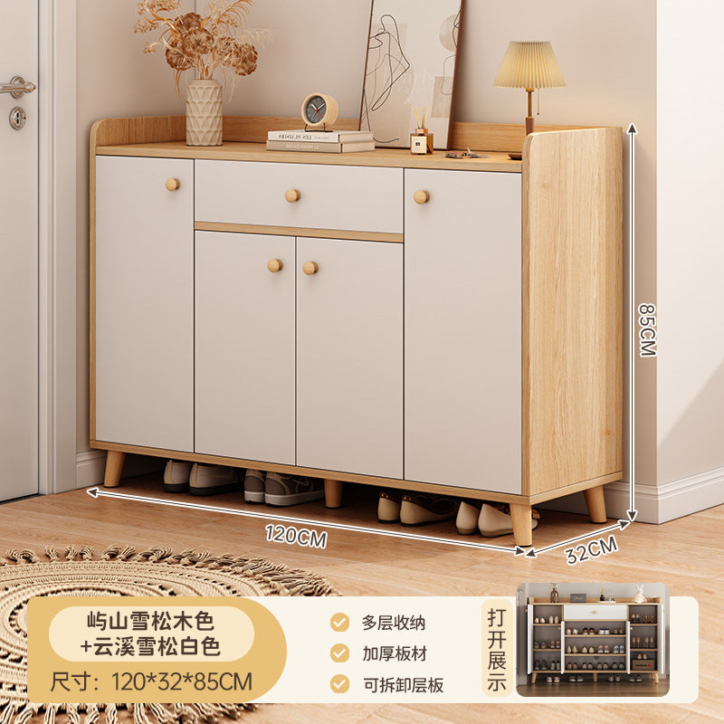 Solid wood shoe cabinet, indoor entrance to the home entrance, simple wall locker, shoe rack, log wind