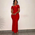 Export supply one shoulder silm beading silm sexy long skirt african women's clothing fashiondress