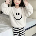 Children's fall and winterthickenedheattech velvet pajamas set for girls sweet baby boyfleece-lined