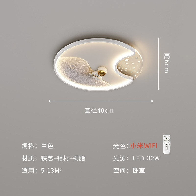 Children's room eye protection full spectrum astronaut ceiling light, boys and girls bedroom room warm lighting LED lamps