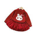 Girlsweaterthickenedall-in-one velvet with tutu skirttwo-piece set for baby girls round neck bottom shirtsuit