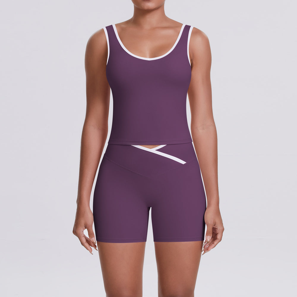 Cross high waist sports suit for women, tight-fitting, nude, contrast color, backless yoga clothes, outdoor running, quick-drying fitness suit
