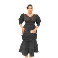 supply of african women's clothing puff sleeve v neck silm hot diamond beaded waist fishtail dress long skirt